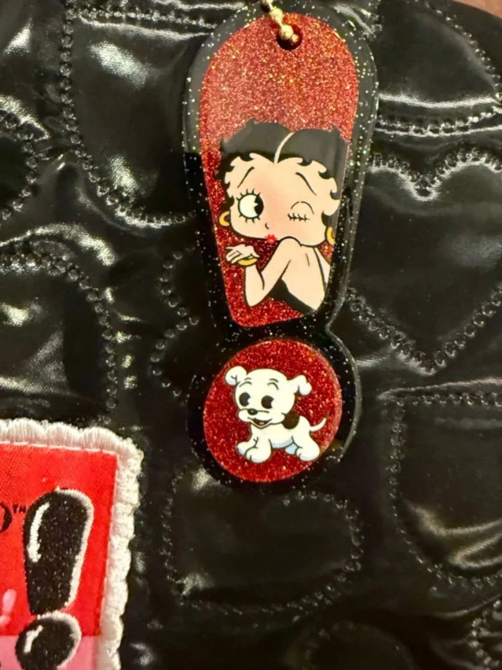New- Whatever! Makes You Happy Betty Boop Quilted Heart Trinket Backpack